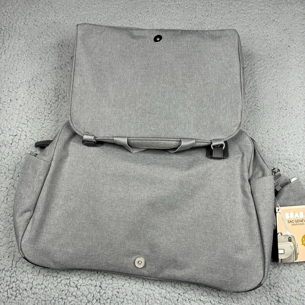 BEABA Sac à Langer Genève Diaper Bag 23L Gray Shoulder Baby Changing Bag NWT